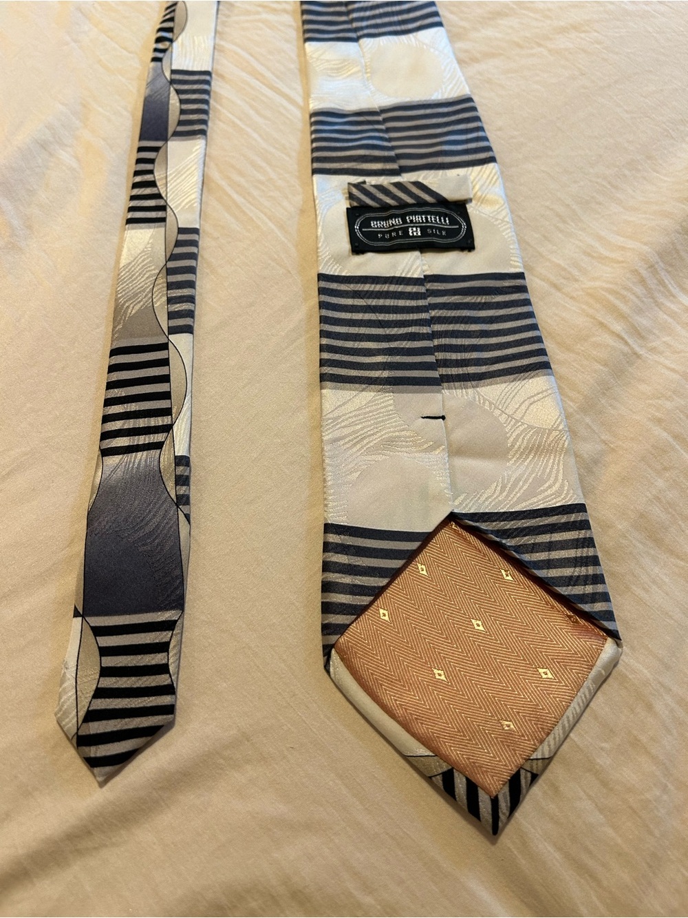 Bruno Piattelli 100% Silk Necktie Abstract Geometric Wedding Guest Formal